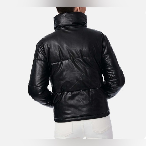 Jason Maxwell - BLK 🖤🖤🖤 Faux Leather Puffer w/high collar - Size Large - NWT - Picture 3 of 9